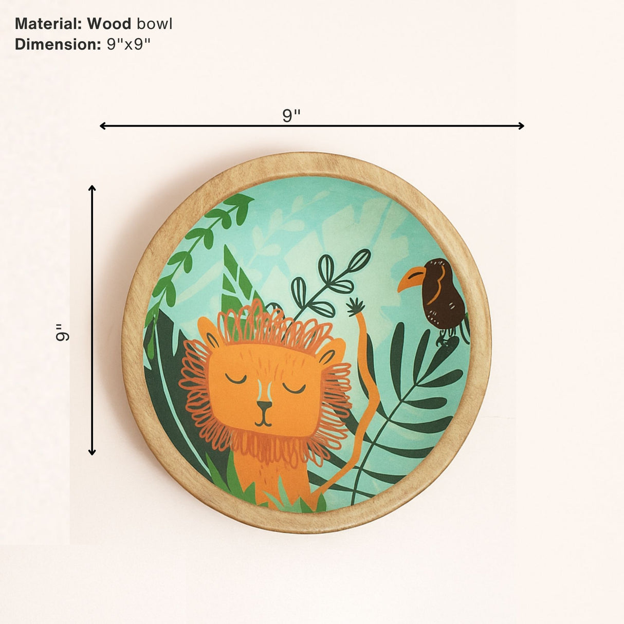 Sleepy Lion Jungle Wood Plate & Bowl Set – Handcrafted Safari Kids Dinnerware | Pinch of Pretty