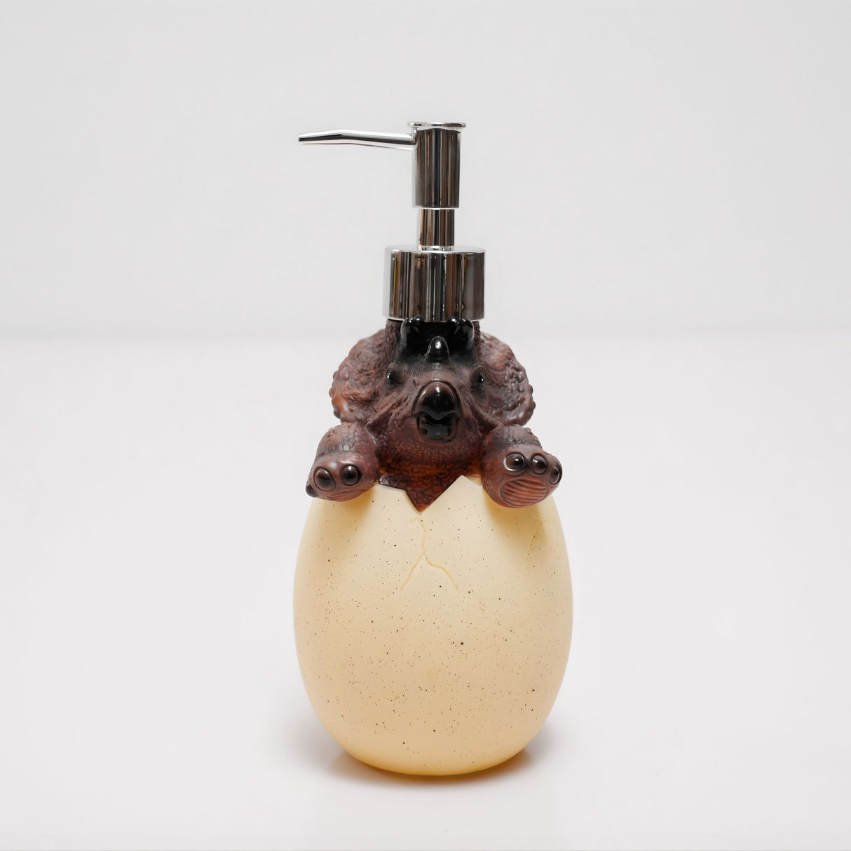 Brown Dino Egg Soap Dispenser – Handcrafted Polyresin Bathroom Accessory | Pinch of Pretty