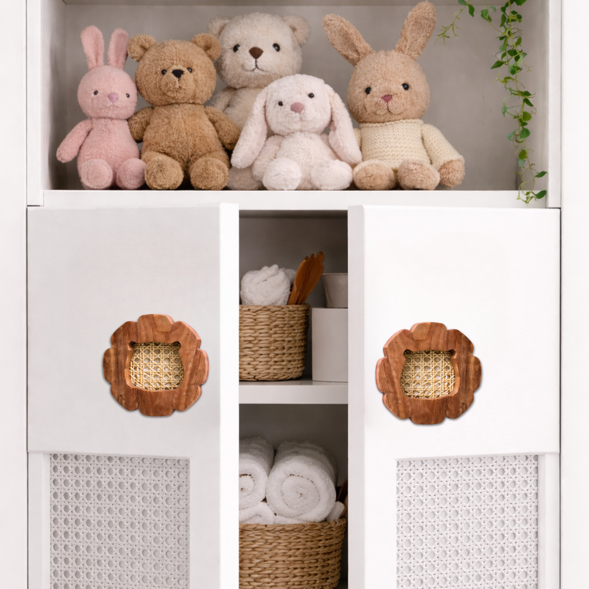 Lion Wood & Cane Cupboard Handles / Drawer – Handcrafted Kids Room Hardware | Pinch of Pretty