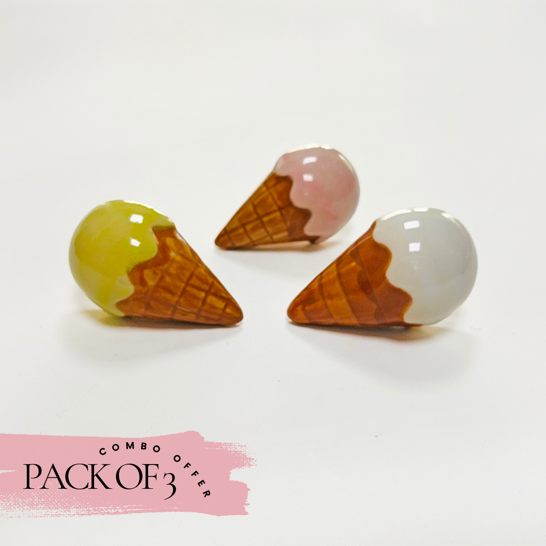 Special Combo Offer: Pack of 3 Ice Cream Ceramic Knobs