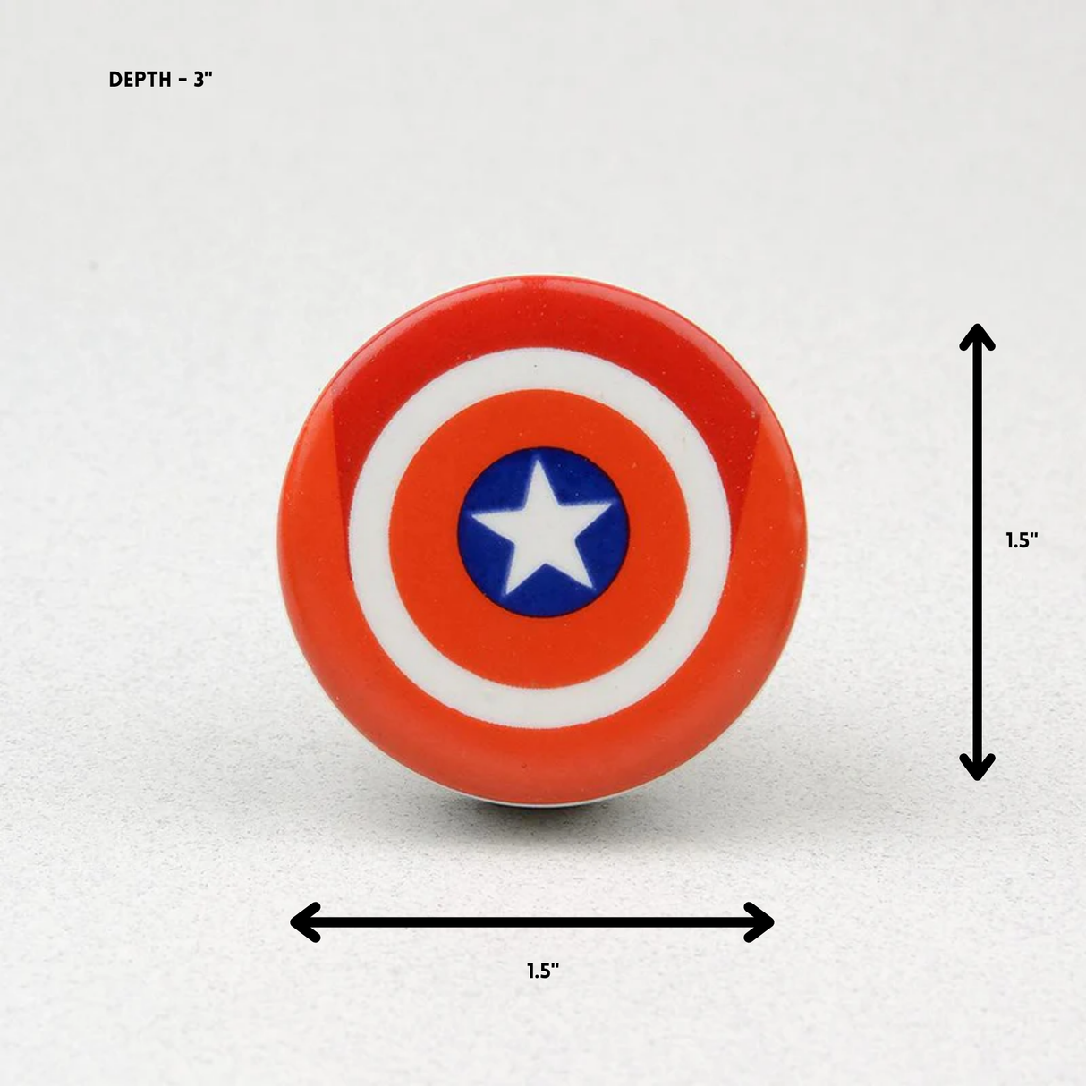 Captain America Ceramic Knob – Stylish Cupboard & Drawer Handle for Kids’ Room