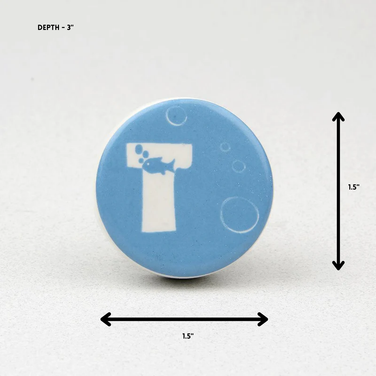 Deep Blue Sea T Ceramic Knob – Stylish Cupboard & Drawer Handle for Kids’ Room