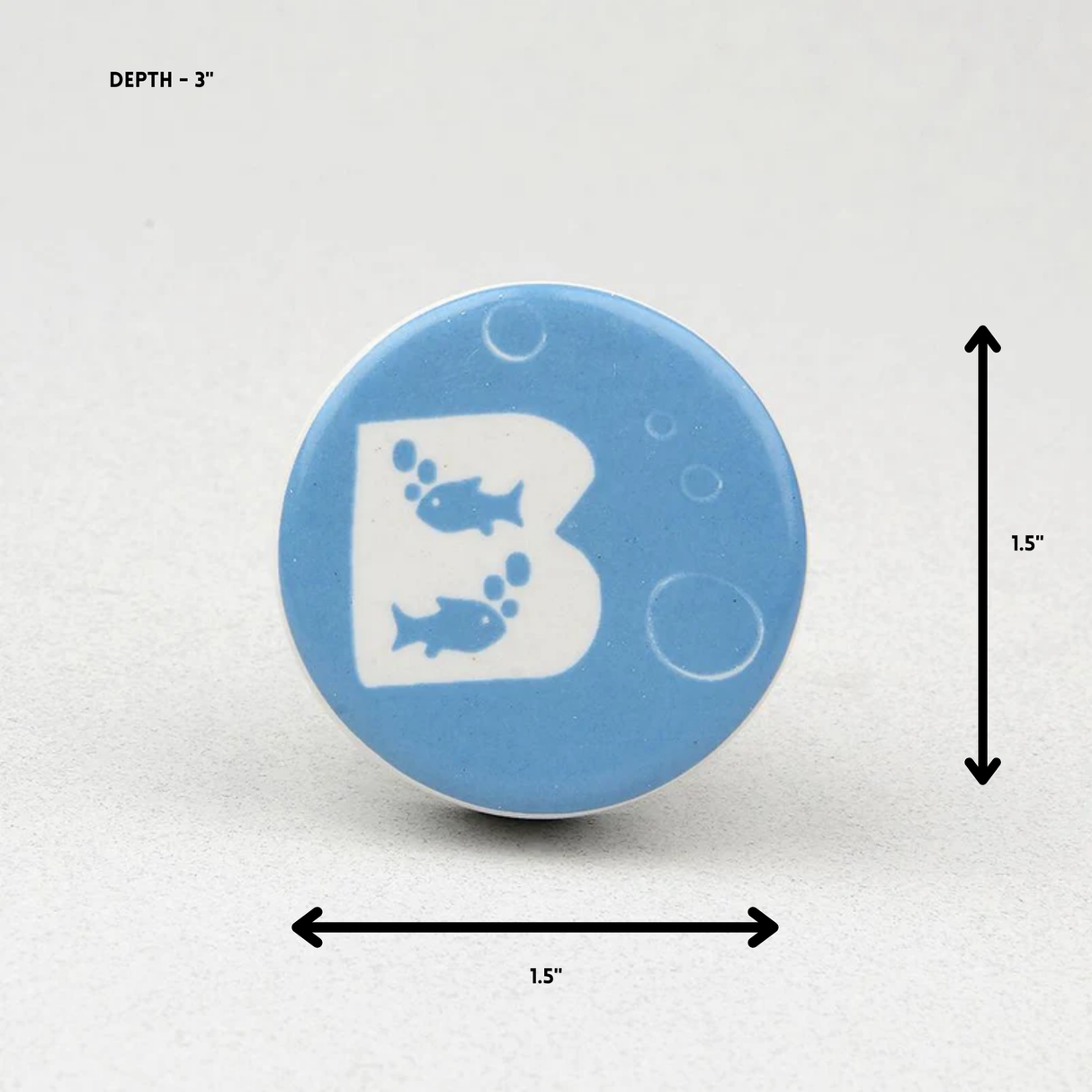 Deep Blue Sea B Ceramic Knob – Stylish Cupboard & Drawer Handle for Kids’ Room