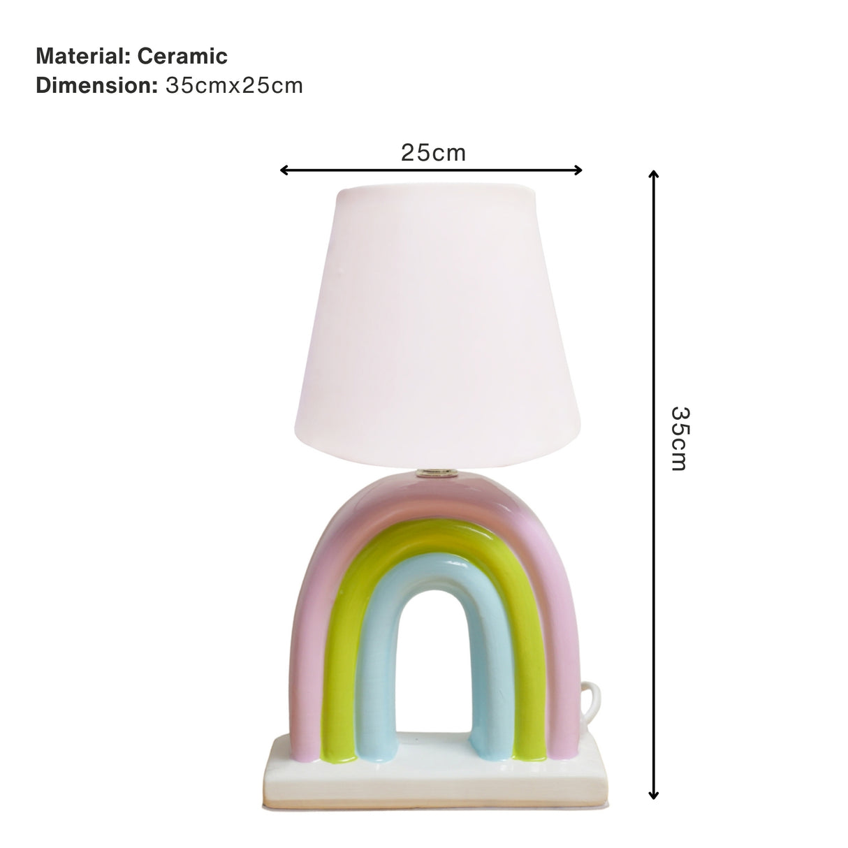 Rainbow Ceramic Table Lamp or Kids' Ceramic Rainbow Bedside Lamp | Pinch of Pretty