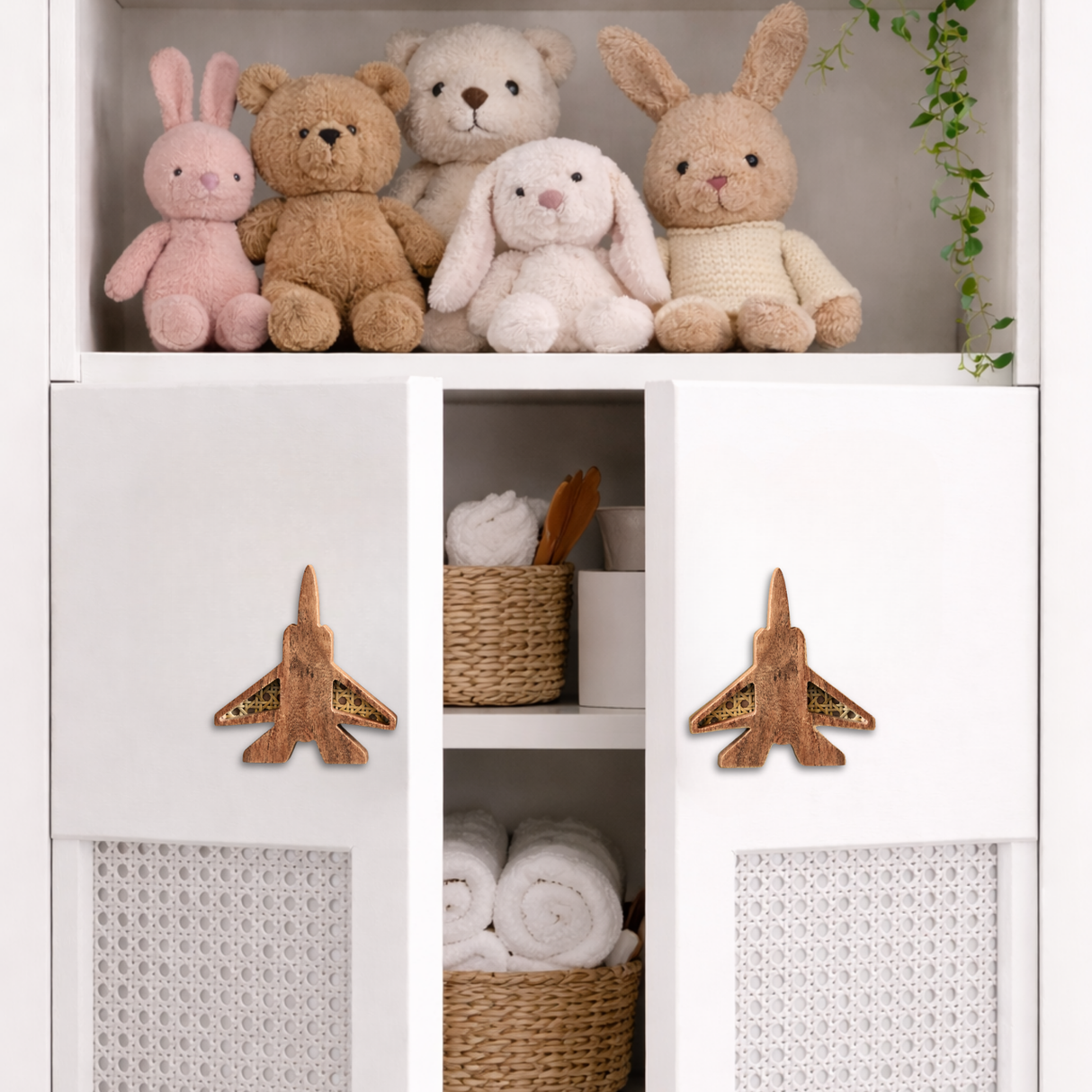 Fighter Jet Wood & Cane Handles / Drawer – Handcrafted Kids Room Hardware | Pinch of Pretty