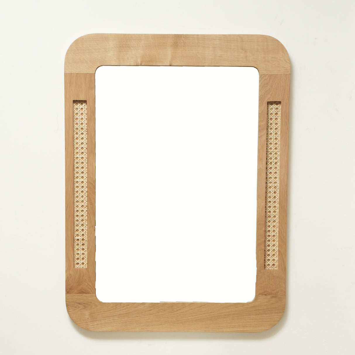 Oak and Rattan Accent Mirror