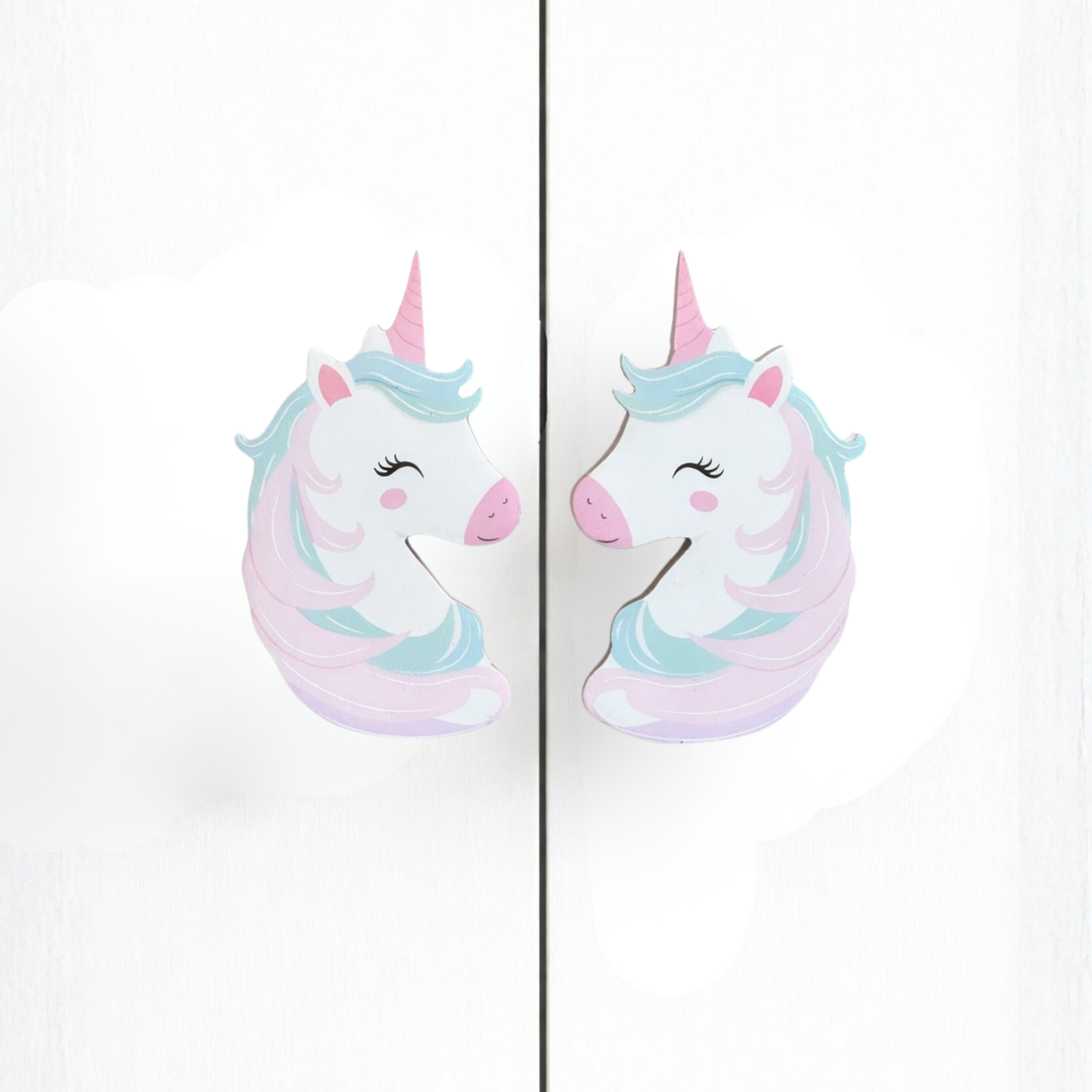 Magic Sparkle Unicorn Wooden Cupboard / Drawer Handles for Kids