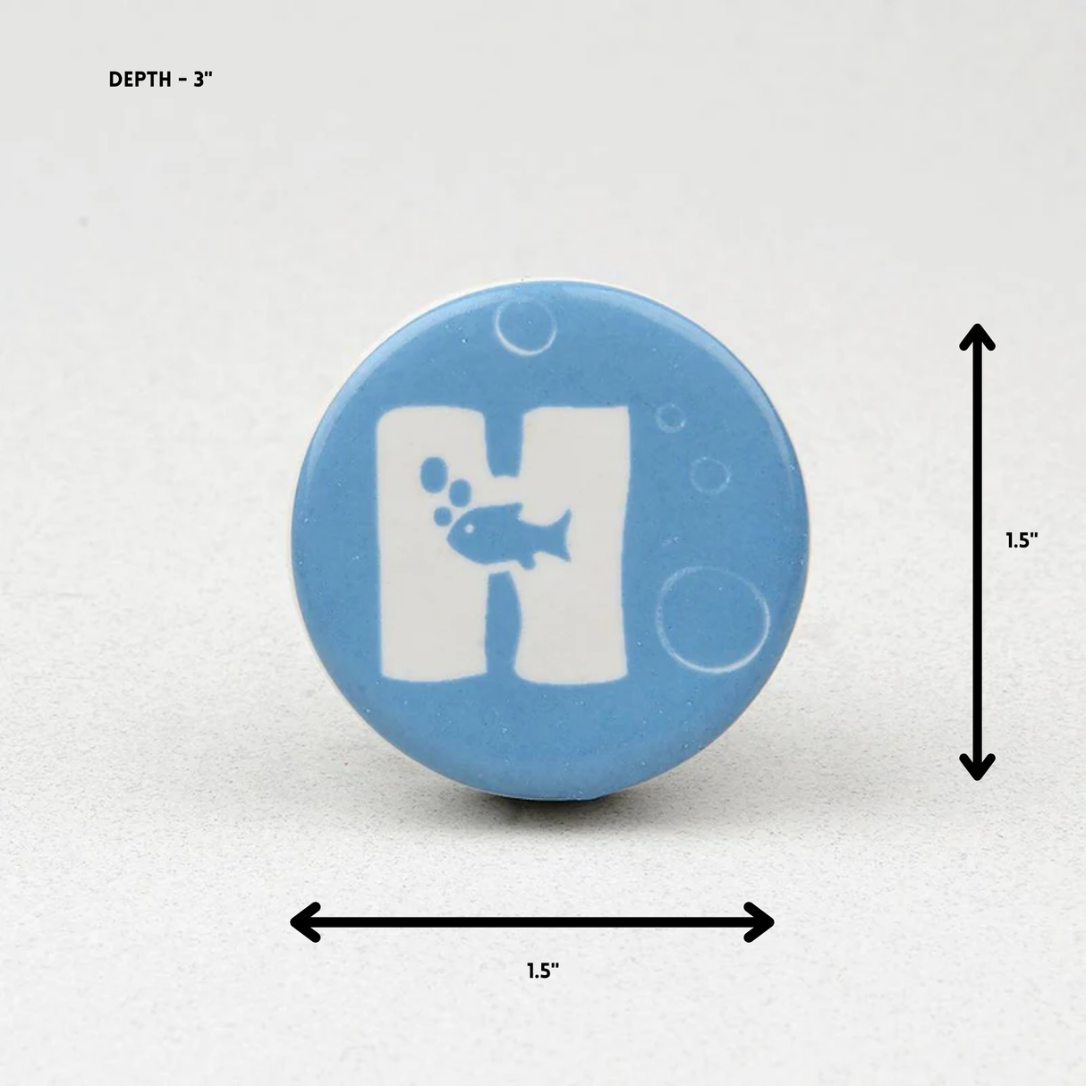 Deep Blue Sea H Ceramic Knob – Stylish Cupboard & Drawer Handle for Kids’ Room