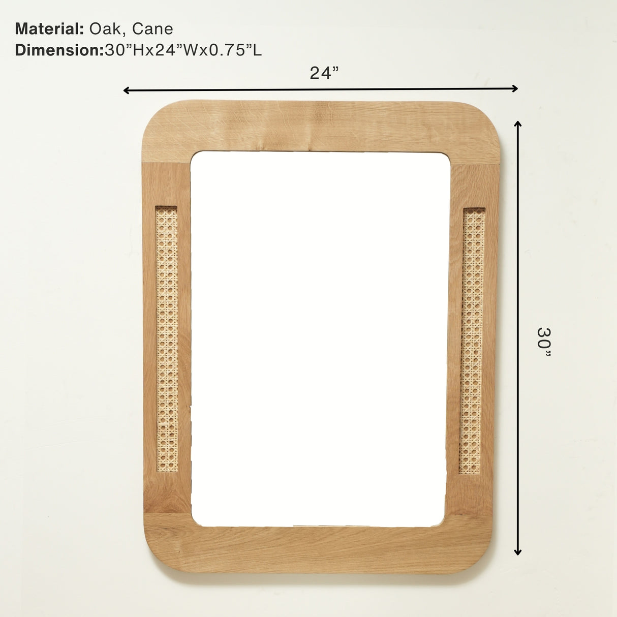 Oak and Rattan Accent Mirror
