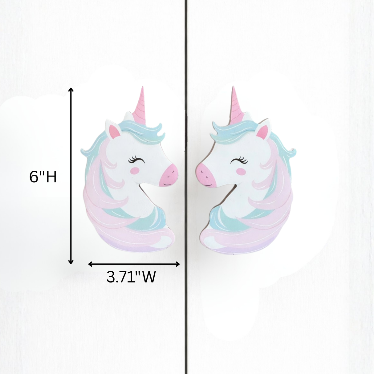 Magic Sparkle Unicorn Wooden Cupboard / Drawer Handles for Kids