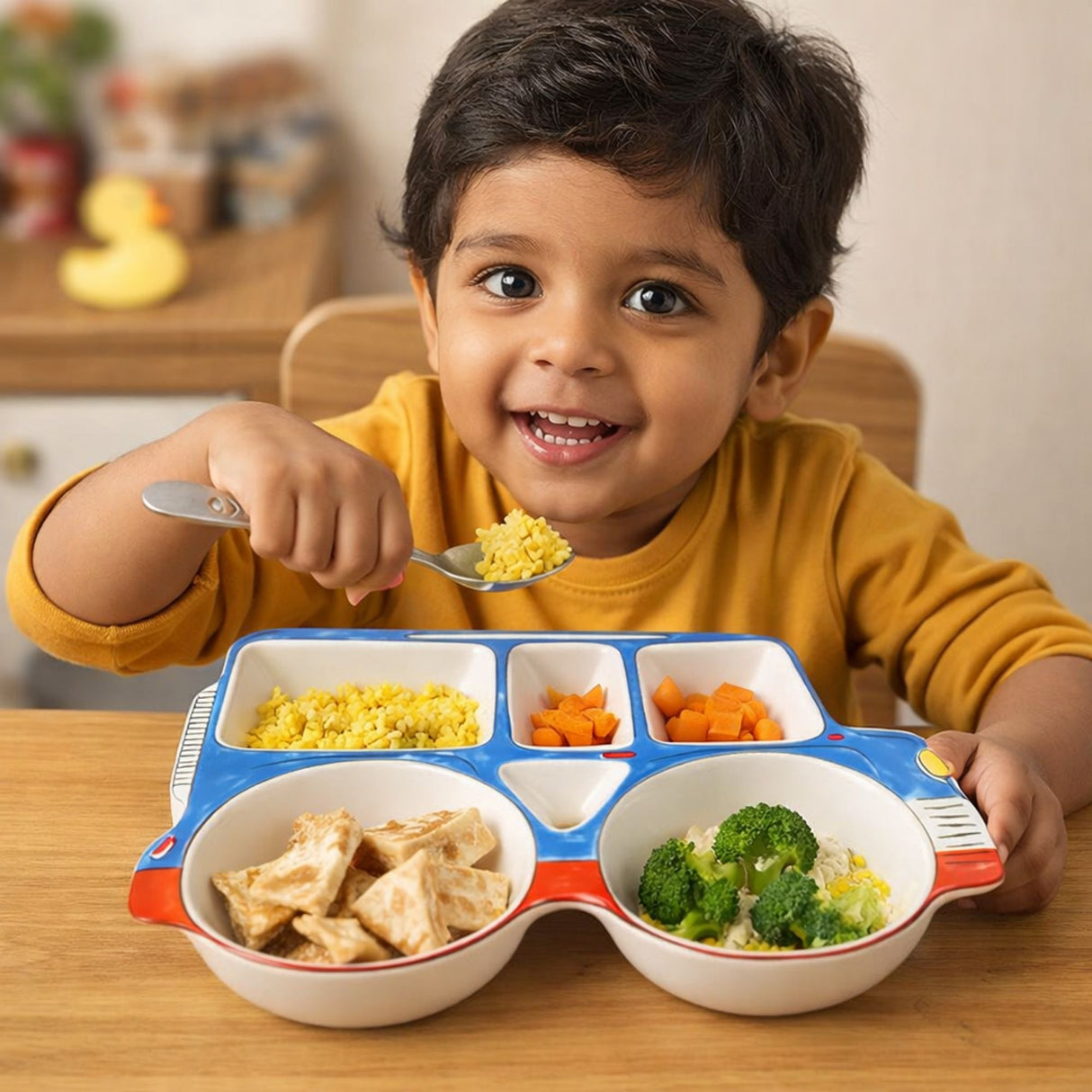 Blue Car Ceramic Plate – Handcrafted Kids Dinnerware | Pinch of Pretty