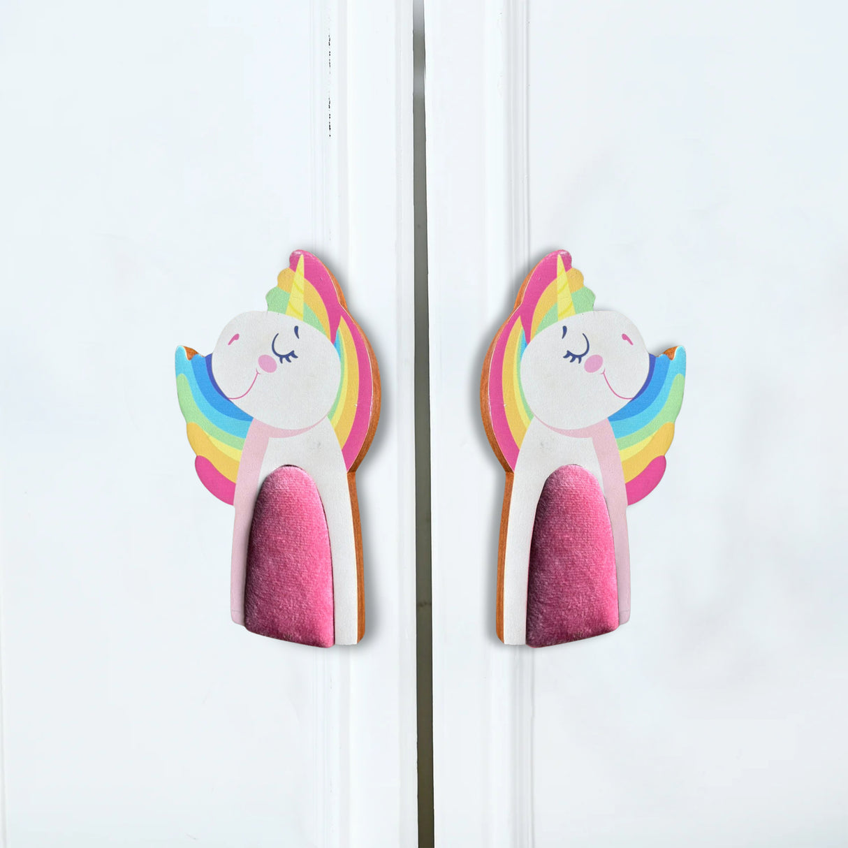 Rainbow Unicorn Cupboard Handles with Fabric