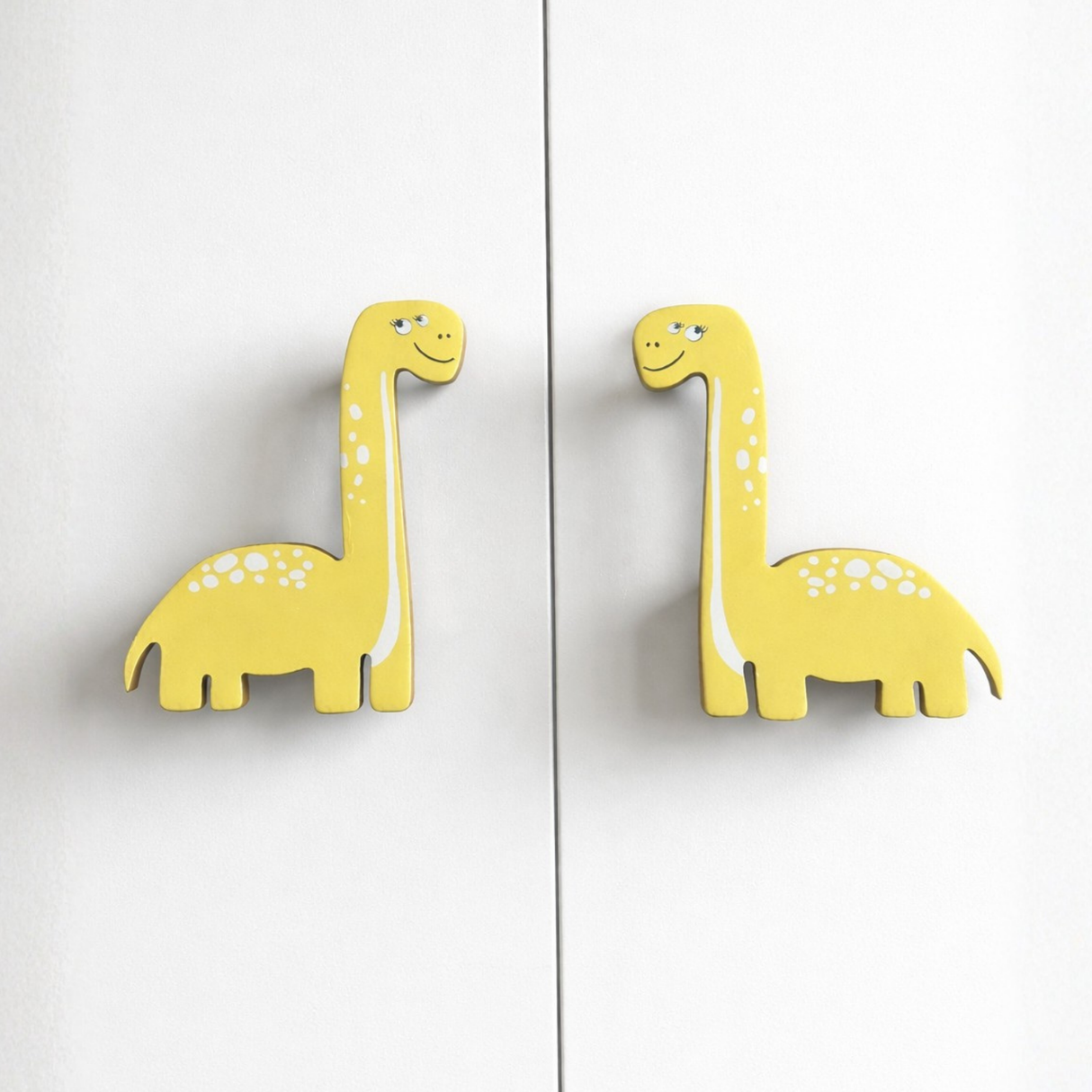 Yellow Dino Wooden Cupboard / Drawer Handles for Kids