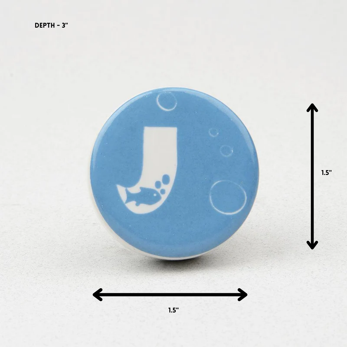 Deep Blue Sea J Ceramic Knob – Stylish Cupboard & Drawer Handle for Kids’ Room