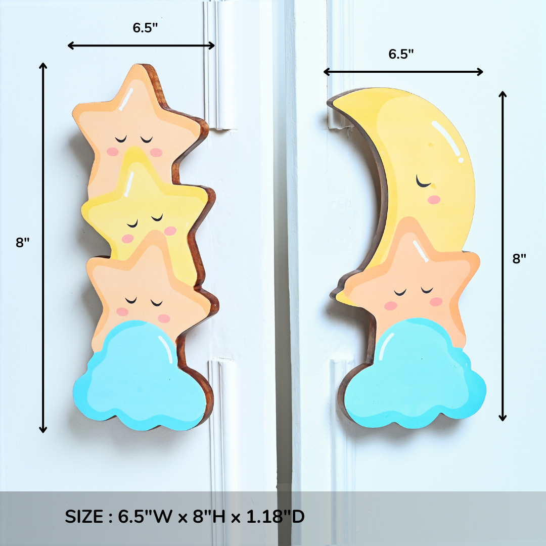 Star and Moon Wooden Cupboard Handle / Drawer Knob – Handcrafted Kids Room Hardware | Pinch of Pretty