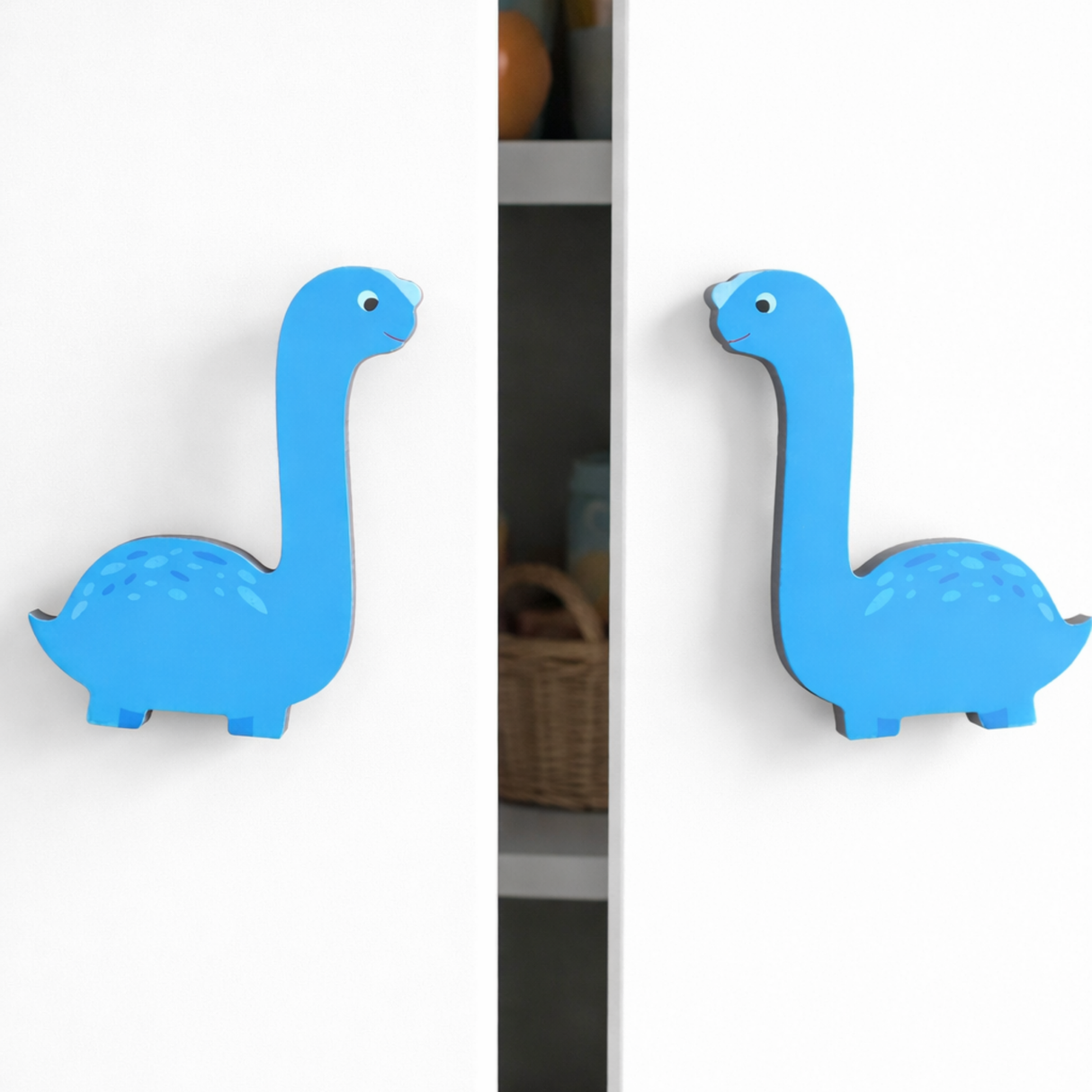 Blue Dino Wooden Cupboard / Drawer Handles for Kids