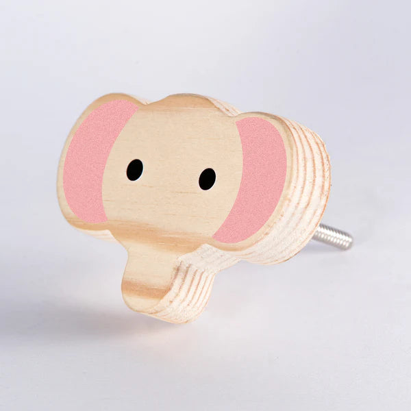 Pack of 5 Adorable Wooden Knobs (Rabbit face, Dog , Elephant Face, Teddy Bear, Butterfly )