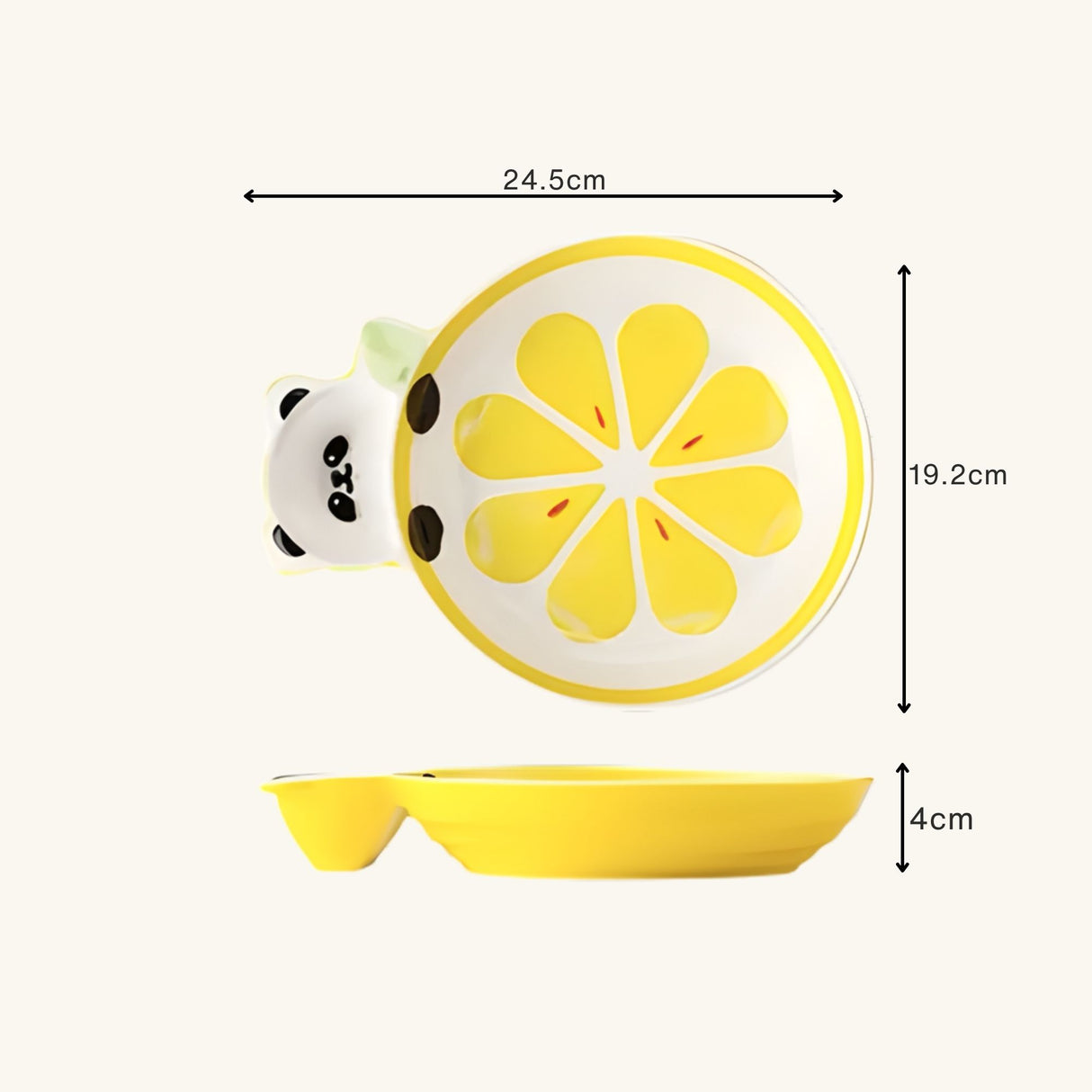 Panda Lemon Slice Ceramic Plate – Handcrafted Fruit & Animal Kids Dinnerware | Pinch of Pretty