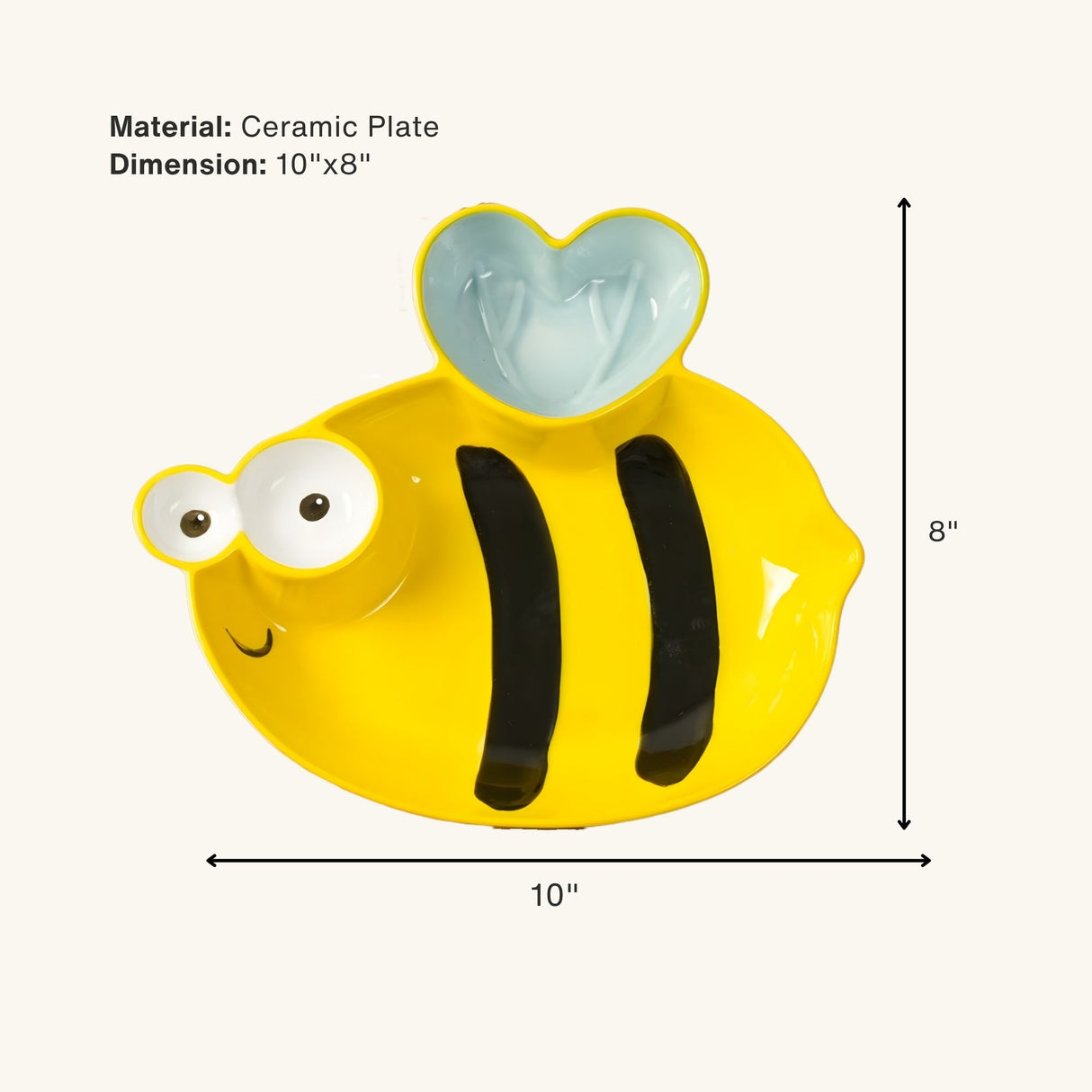Buzzing Bee Heart Ceramic Plate – Handcrafted Honeybee Kids Dinnerware | Pinch of Pretty