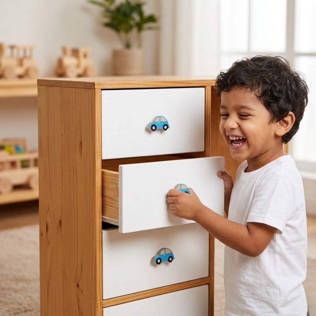 Blue Car Wooden / Drawer Knob – Handcrafted Kids Room Hardware | Pinch of Pretty