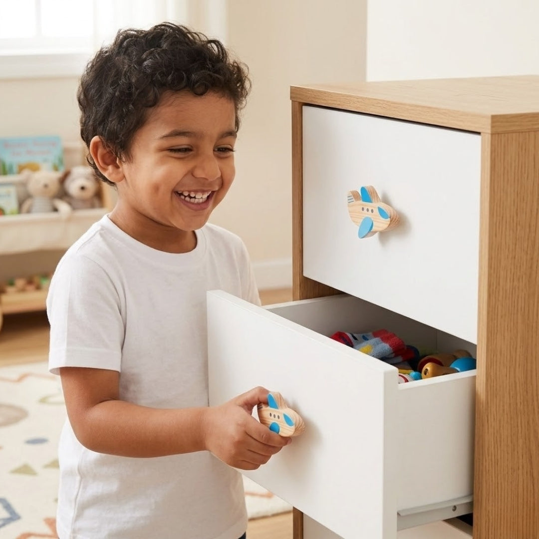 Aeroplane Pinewood / Drawer Knob – Handcrafted Kids Room Hardware | Pinch of Pretty