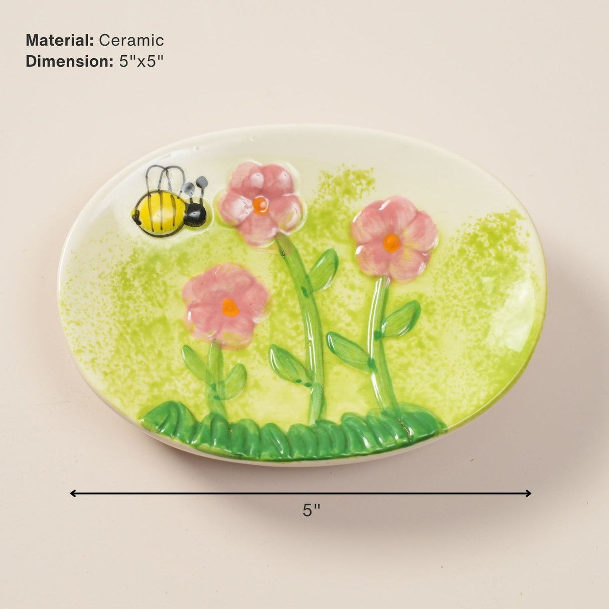 Green Flower & Bee Ceramic Bathroom Set | Pinch of Pretty