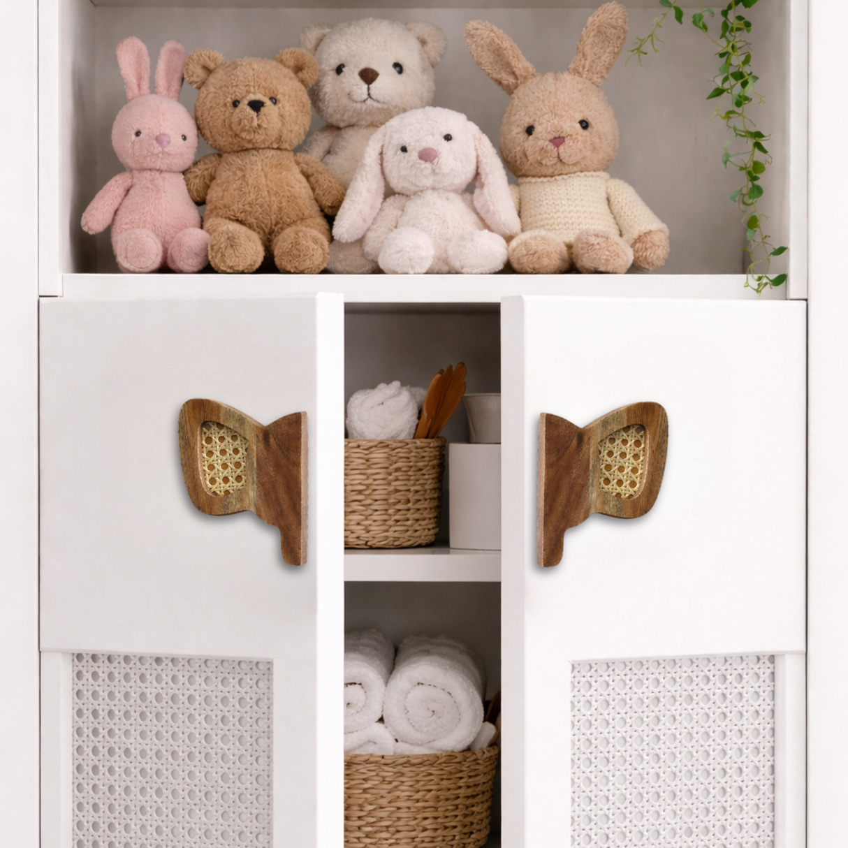 Elephant Wood & Cane Cupboard Handles / Drawer – Handcrafted Kids Room Hardware | Pinch of Pretty