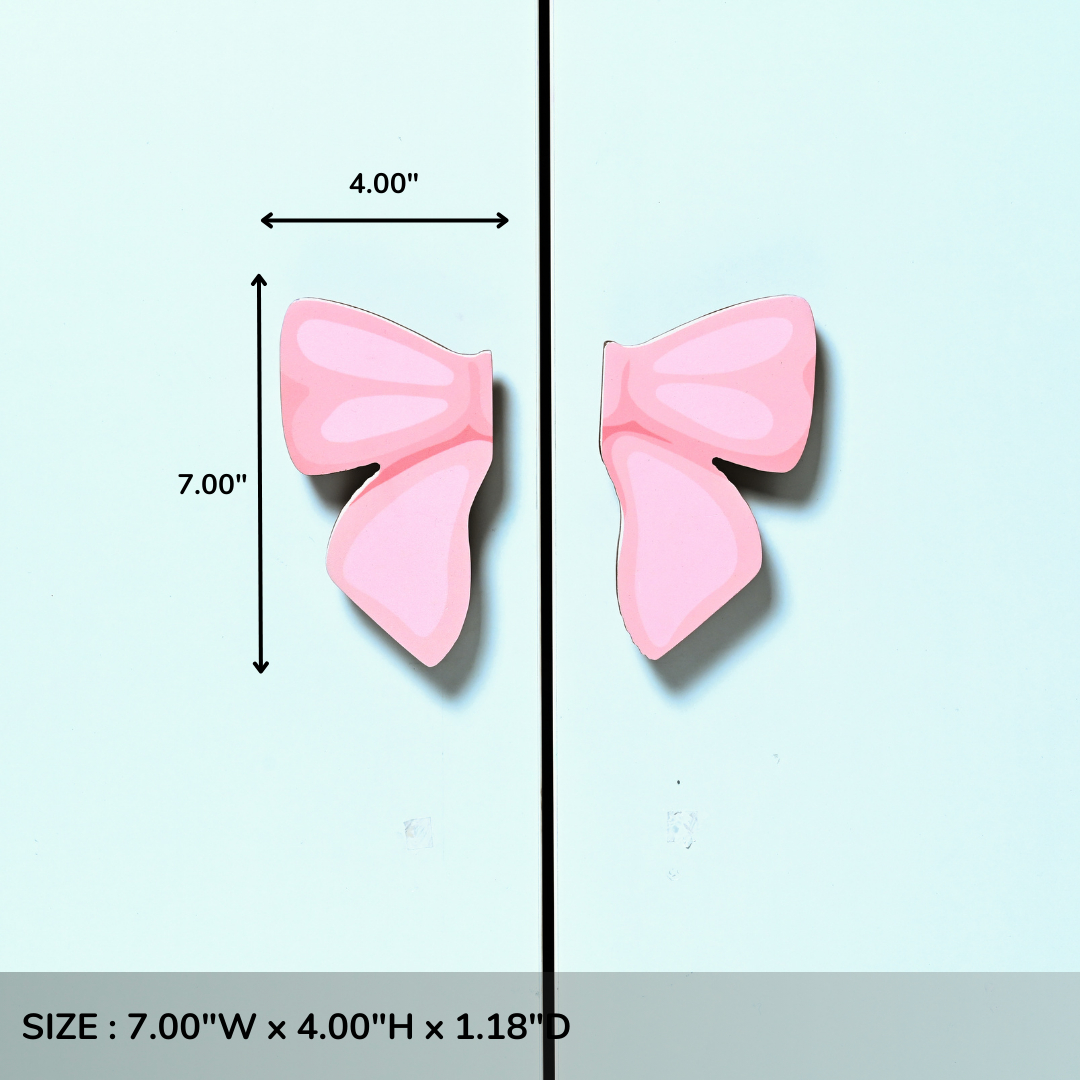 Pink Bow Wooden Cupboard Handle / Drawer – Handcrafted Kids Room Hardware | Pinch of Pretty