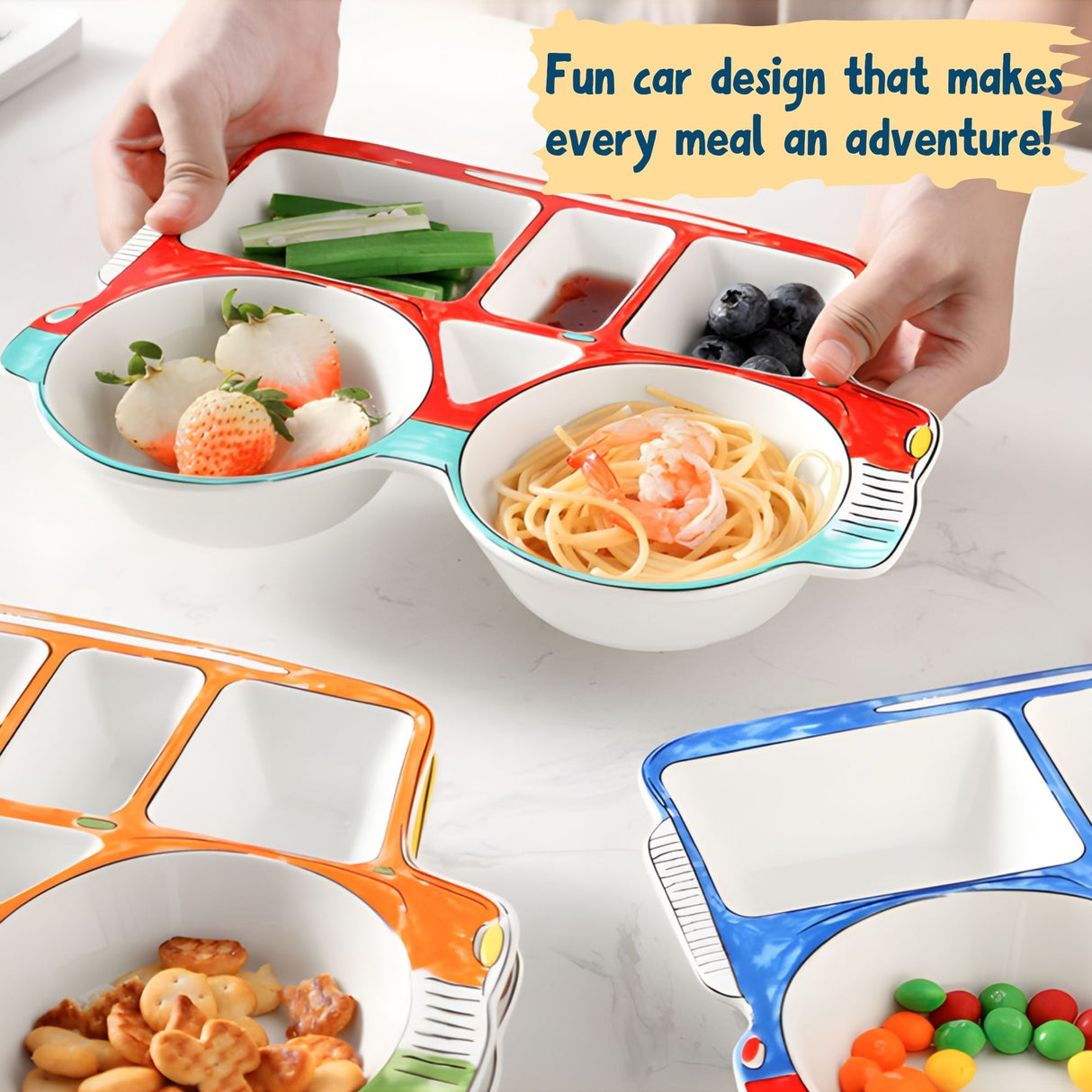 Blue Car Ceramic Plate – Handcrafted Kids Dinnerware | Pinch of Pretty