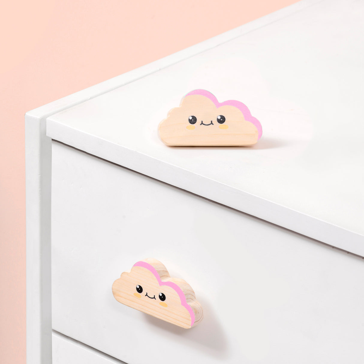 Pink Cloud Wooden / Drawer knob – Handcrafted Kids Room Hardware | Pinch of Pretty