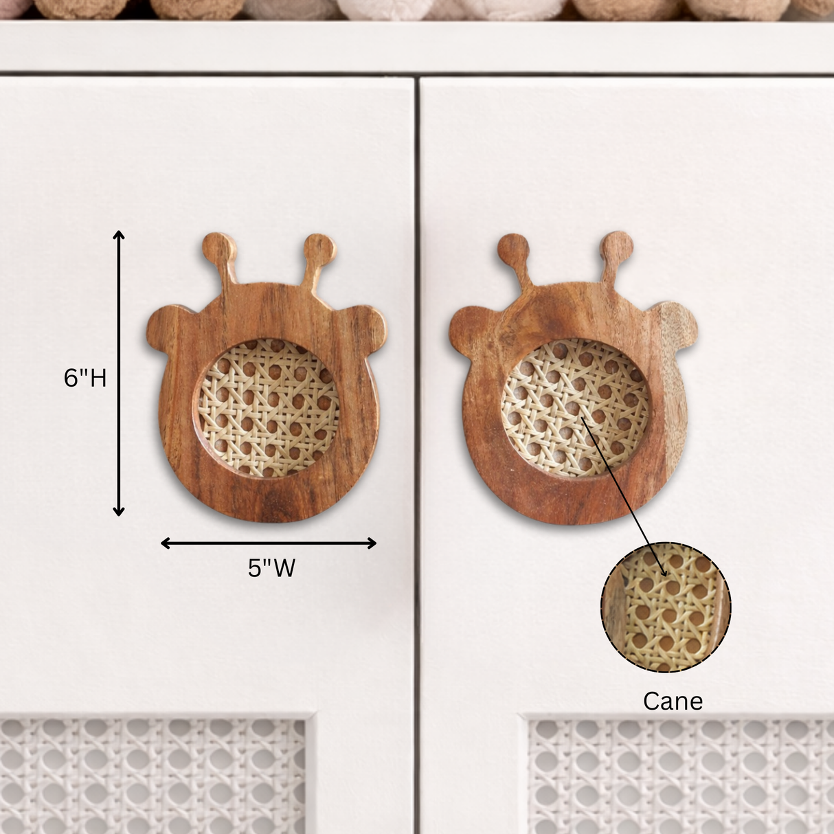 Giraffe Wood & Cane Cupboard Handles / Drawer – Handcrafted Kids Room Hardware | Pinch of Pretty