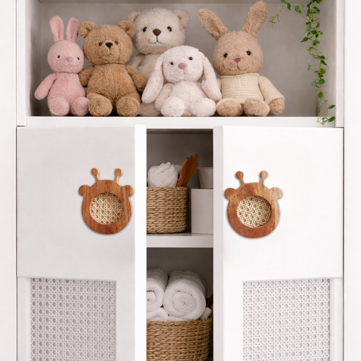 Giraffe Wood & Cane Cupboard Handles / Drawer – Handcrafted Kids Room Hardware | Pinch of Pretty
