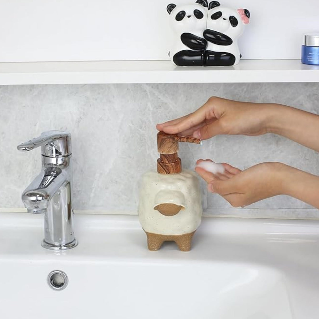 White Sheep Ceramic Soap Dispenser – Adorable Handcrafted Bathroom Accessory | Pinch of Pretty