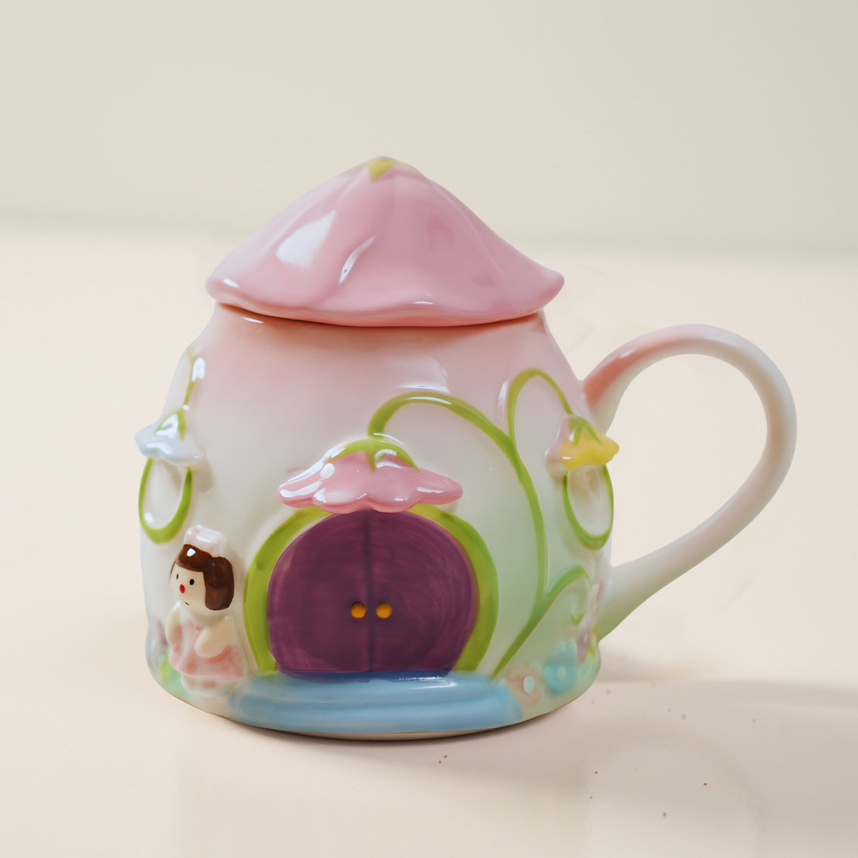 Enchanted Fairy House Ceramic Mug with Lid – Handcrafted Magical Kids Room Decor & Tableware (Limited Edition) | Pinch of Pretty