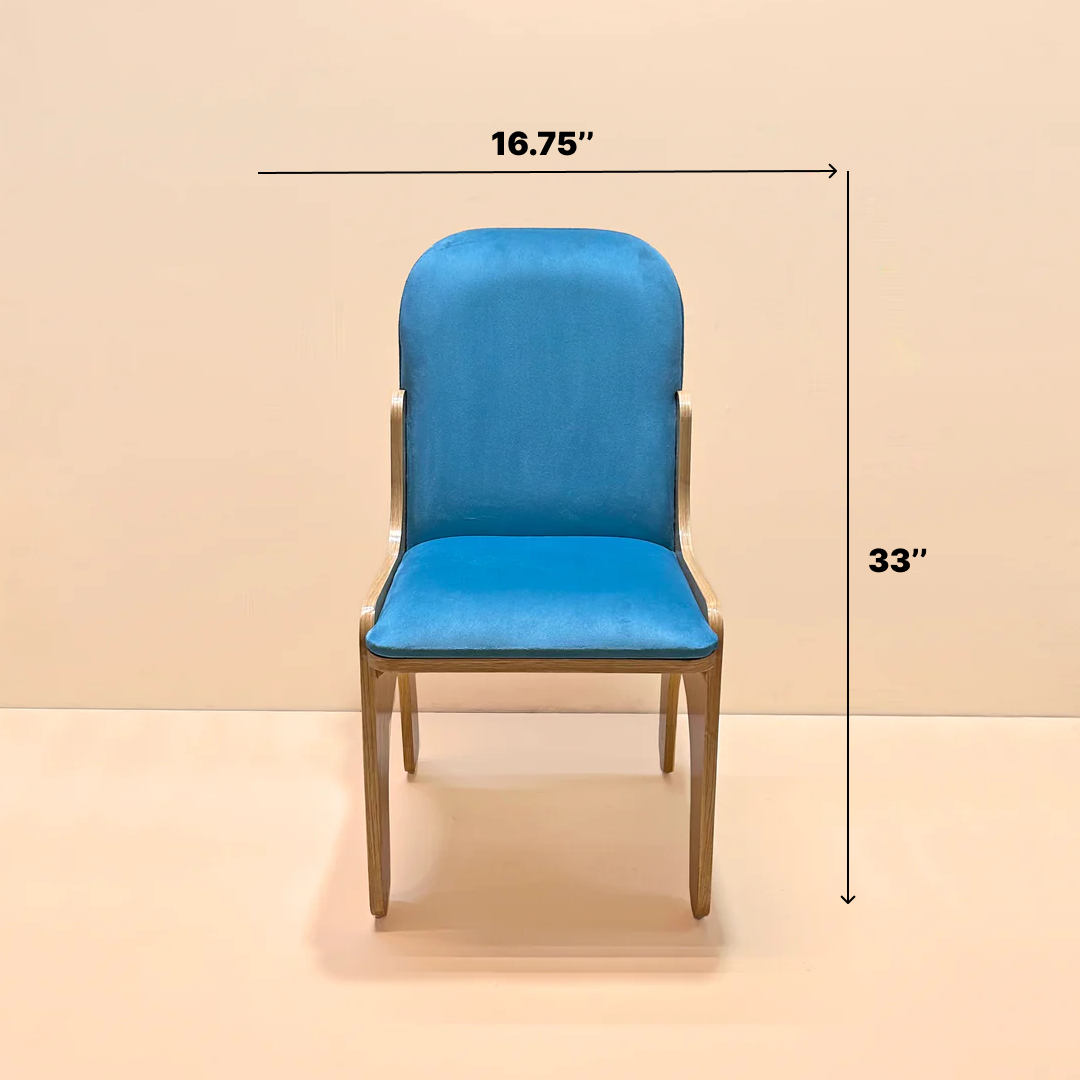 Kids' Wooden Chair with Plush Blue Upholstery