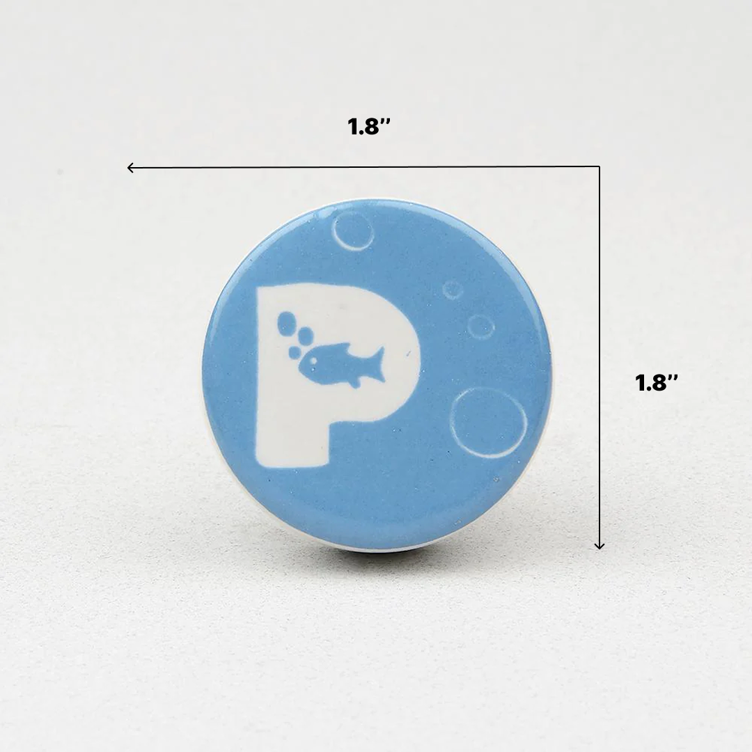 Deep Blue Sea P Ceramic Knob – Stylish Cupboard & Drawer Handle for Kids’ Room