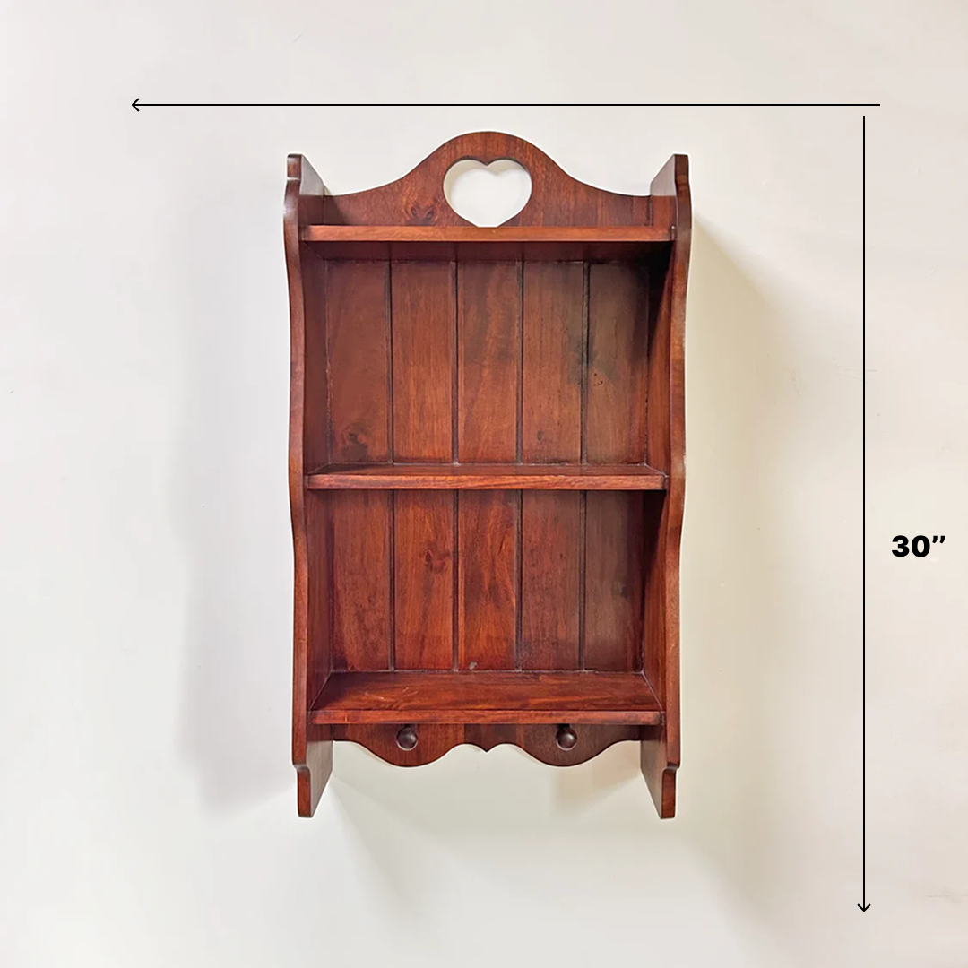 Handcrafted Wooden Wall Shelf with Heart Cutout