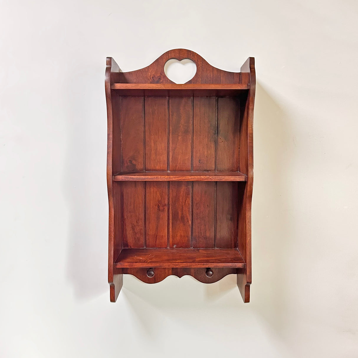 Handcrafted Wooden Wall Shelf with Heart Cutout