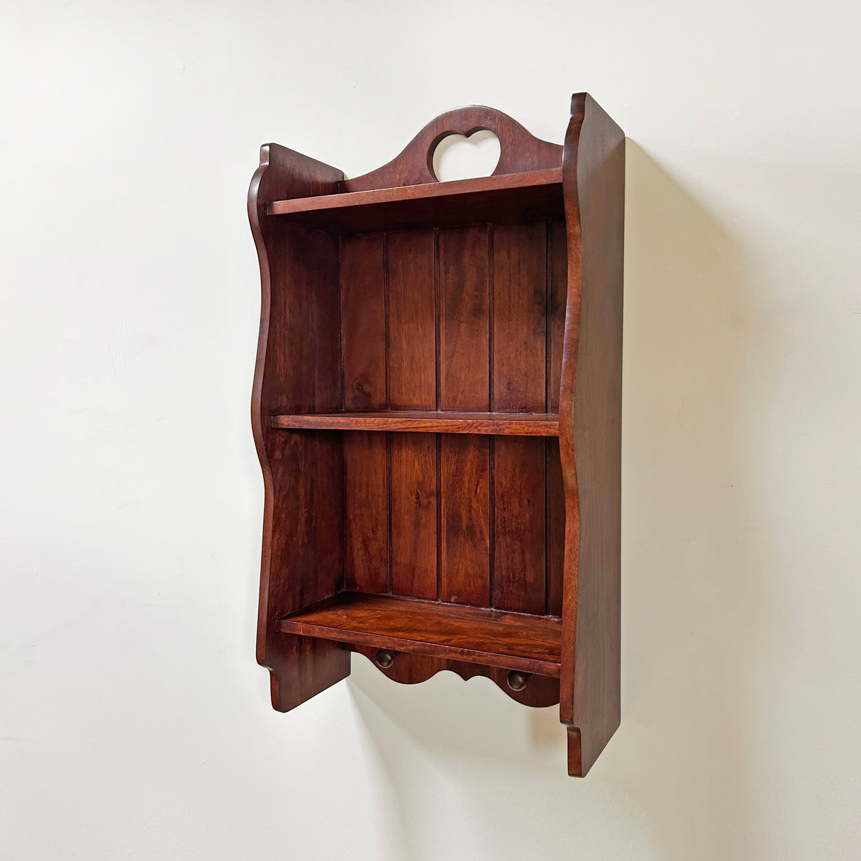 Handcrafted Wooden Wall Shelf with Heart Cutout