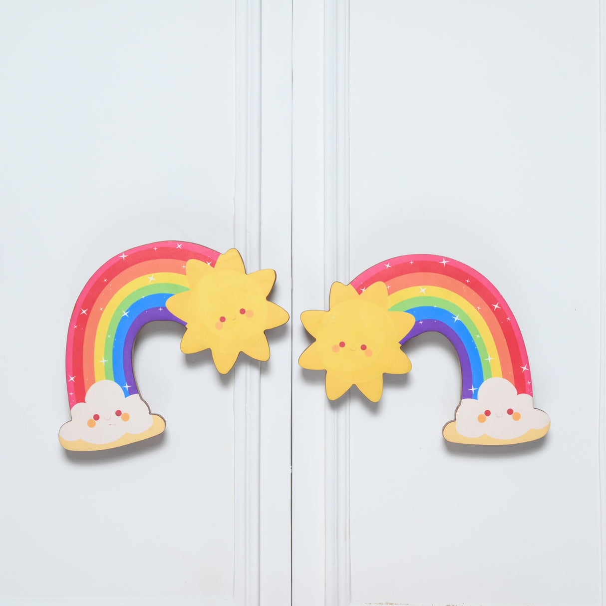 Sunny Rainbow Wooden Cupboard Handle / Drawer– Handcrafted Kids Room Hardware | Pinch of Pretty