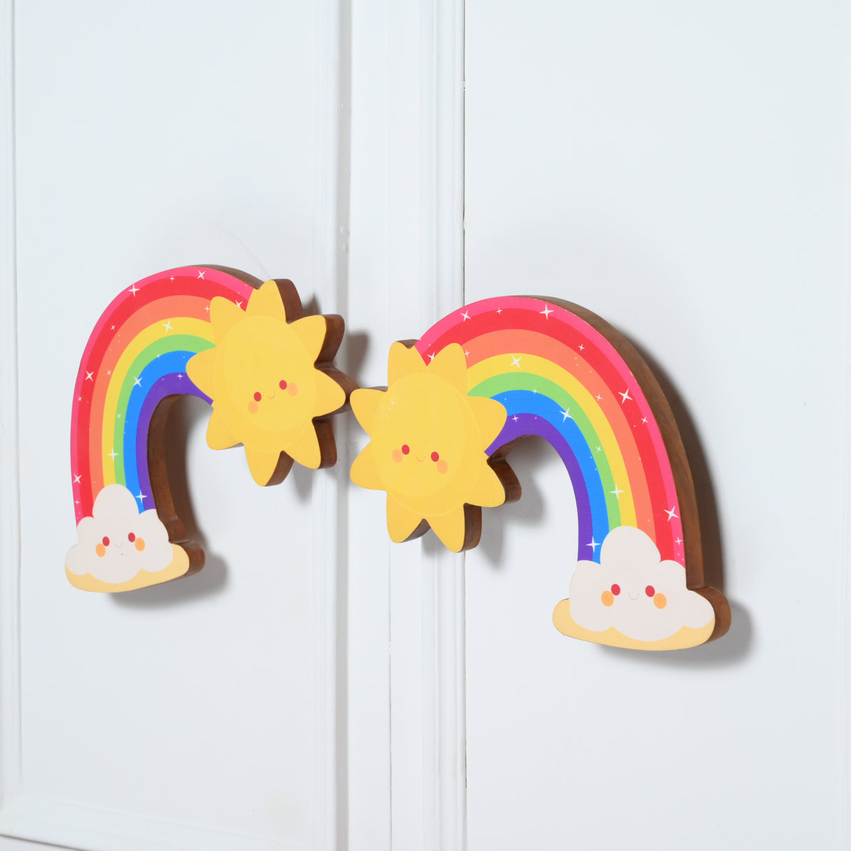Sunny Rainbow Wooden Cupboard Handle / Drawer– Handcrafted Kids Room Hardware | Pinch of Pretty