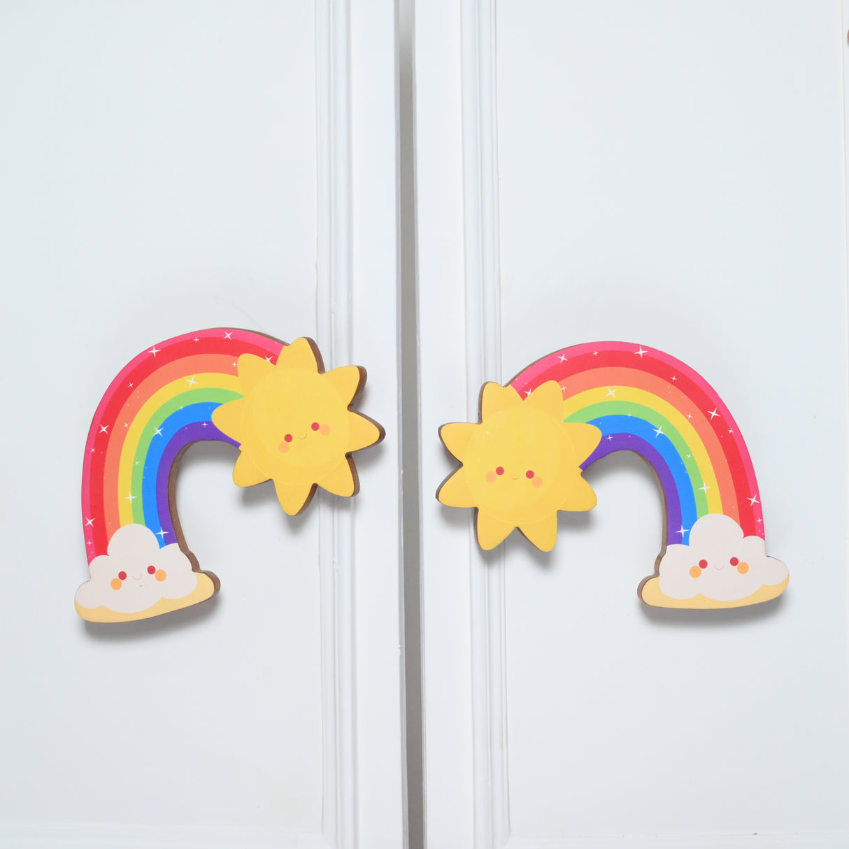 Sunny Rainbow Wooden Cupboard Handle / Drawer– Handcrafted Kids Room Hardware | Pinch of Pretty