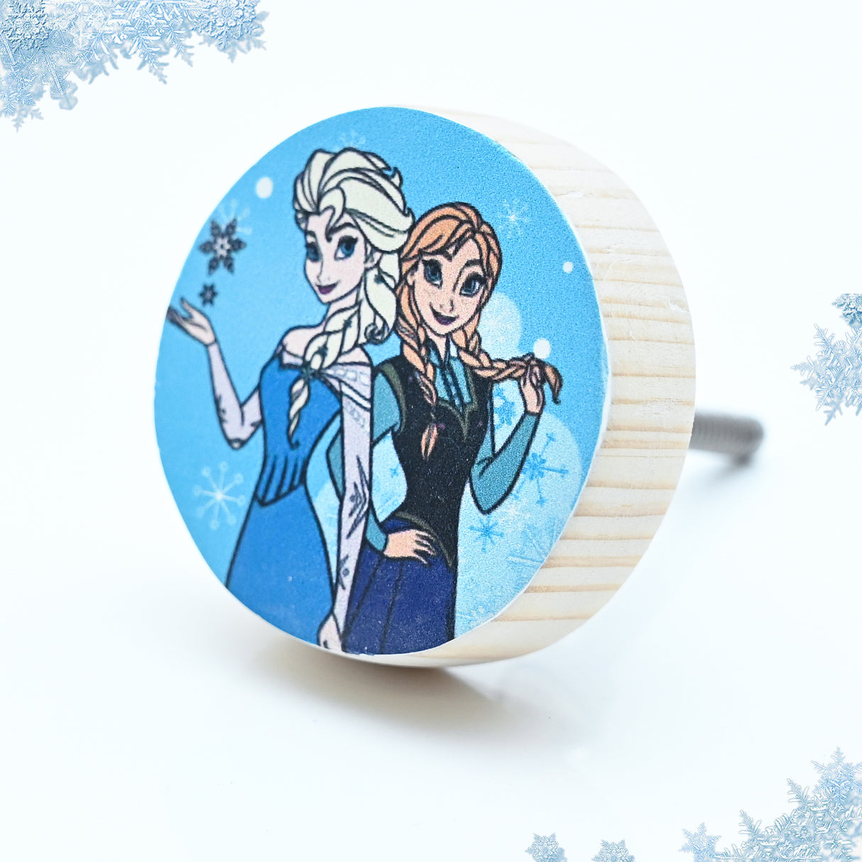 Anna and Elsa Frozen Themed Wooden / Drawer Knob– Handcrafted Kids Room Hardware | Pinch of Pretty