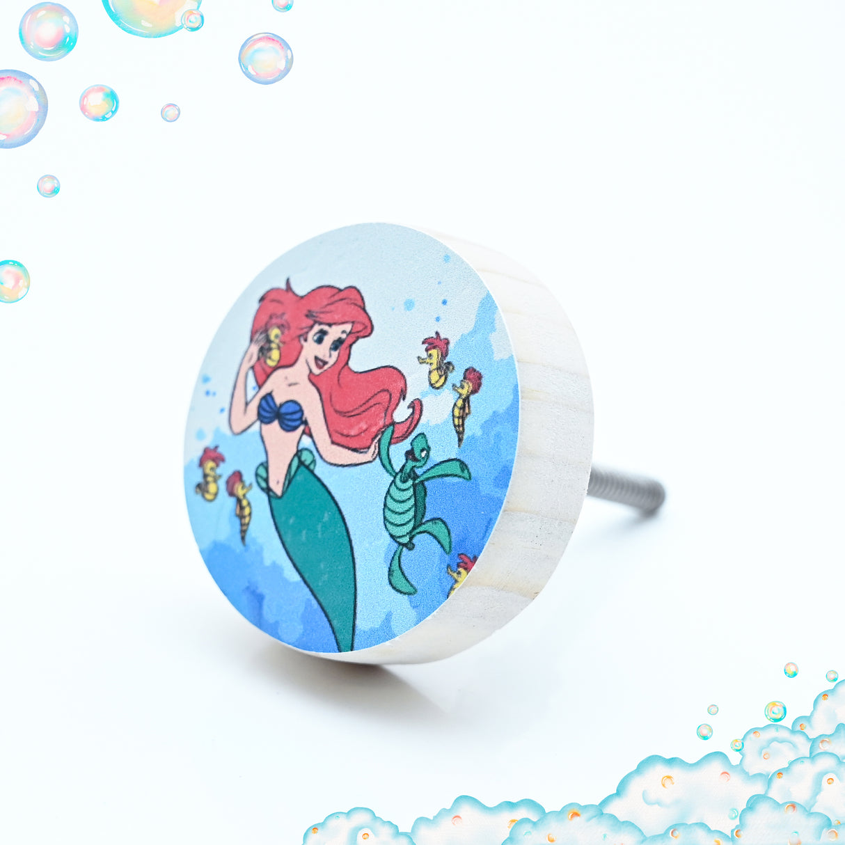 Ariel and Sea Creatures Themed Wooden / Drawer Knob– Handcrafted Kids Room Hardware | Pinch of Pretty