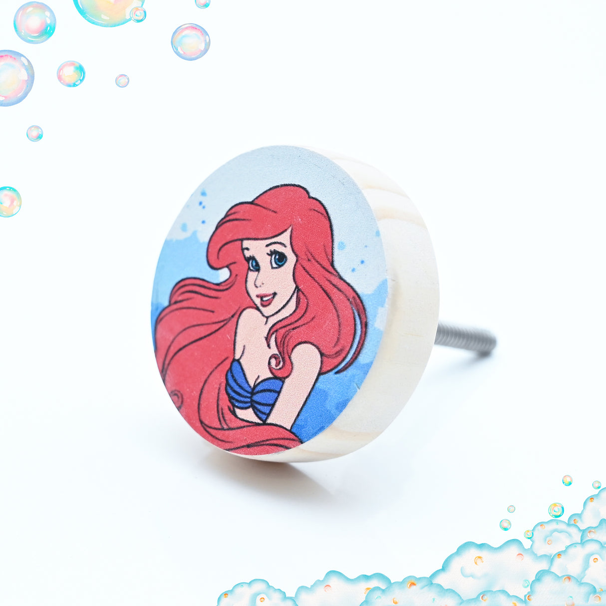 Ariel Portrait Themed Drawer Wooden / Drawer Knob– Handcrafted Kids Room Hardware | Pinch of Pretty