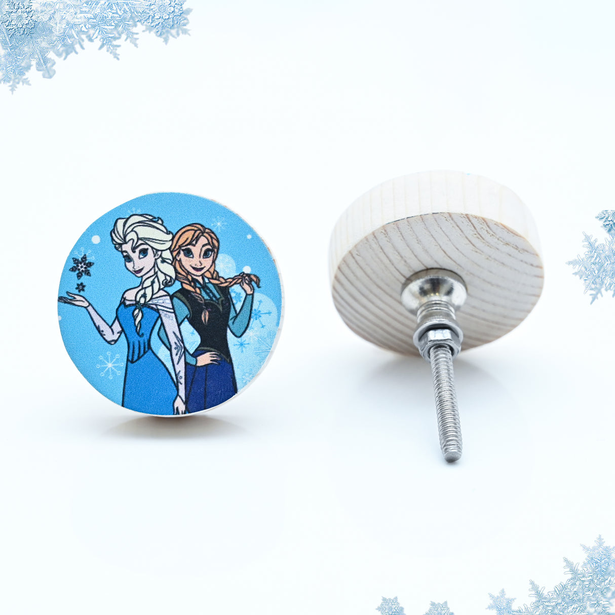 Anna and Elsa Frozen Themed Wooden / Drawer Knob– Handcrafted Kids Room Hardware | Pinch of Pretty