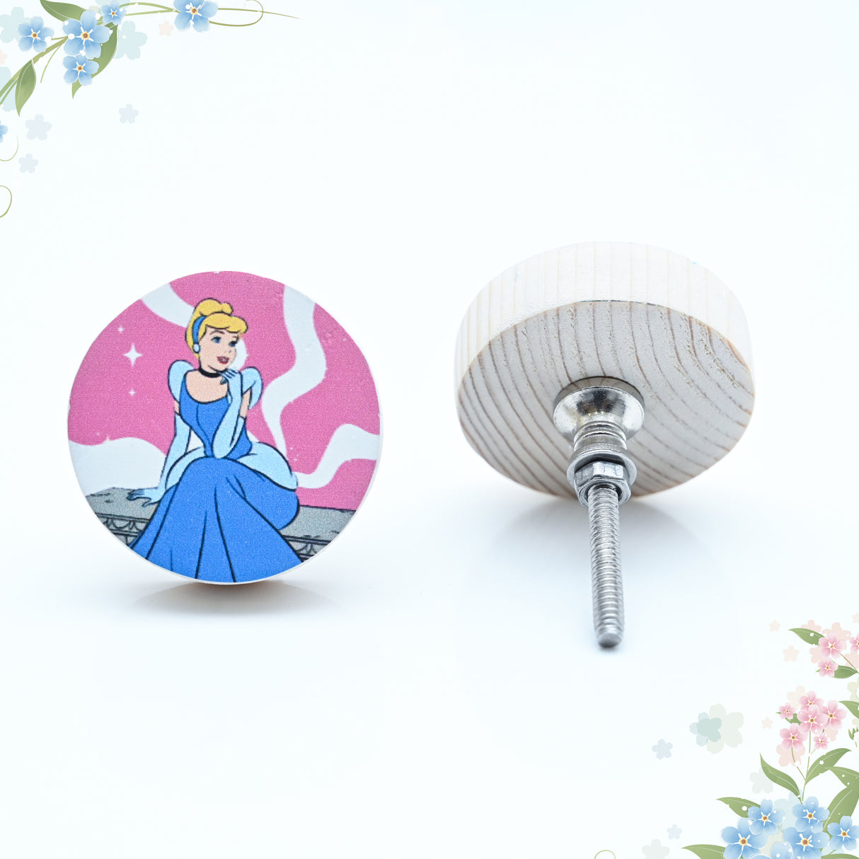 Cinderella Sitting Themed Drawer Wooden Knob / Drawer Knob– Handcrafted Kids Room Hardware | Pinch of Pretty