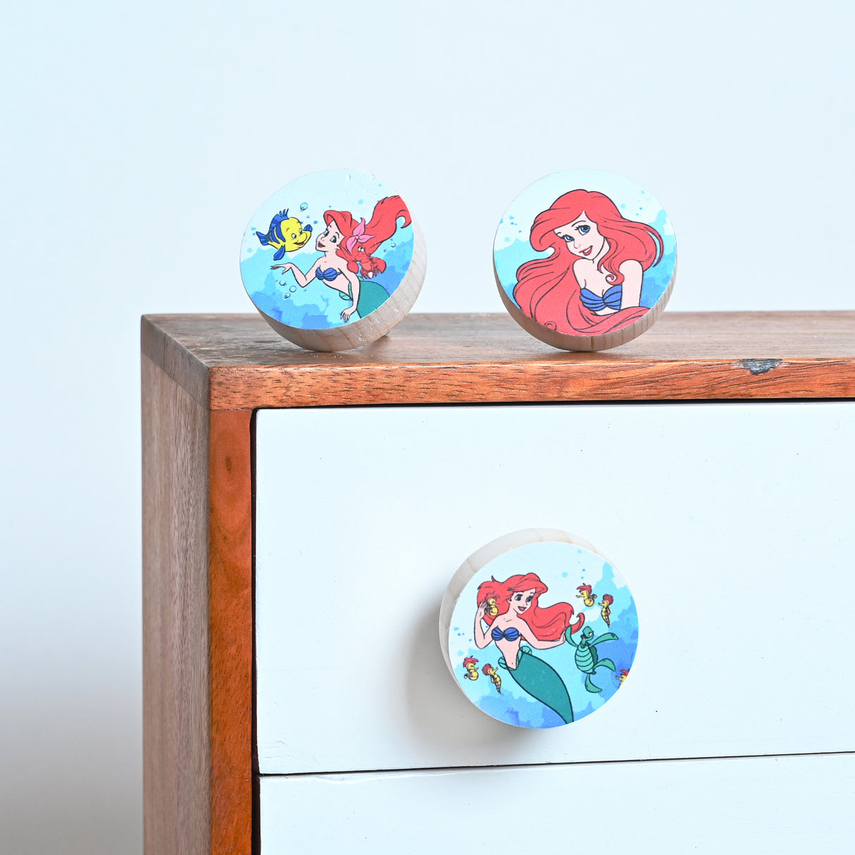 Ariel and Sea Creatures Themed Wooden / Drawer Knob– Handcrafted Kids Room Hardware | Pinch of Pretty