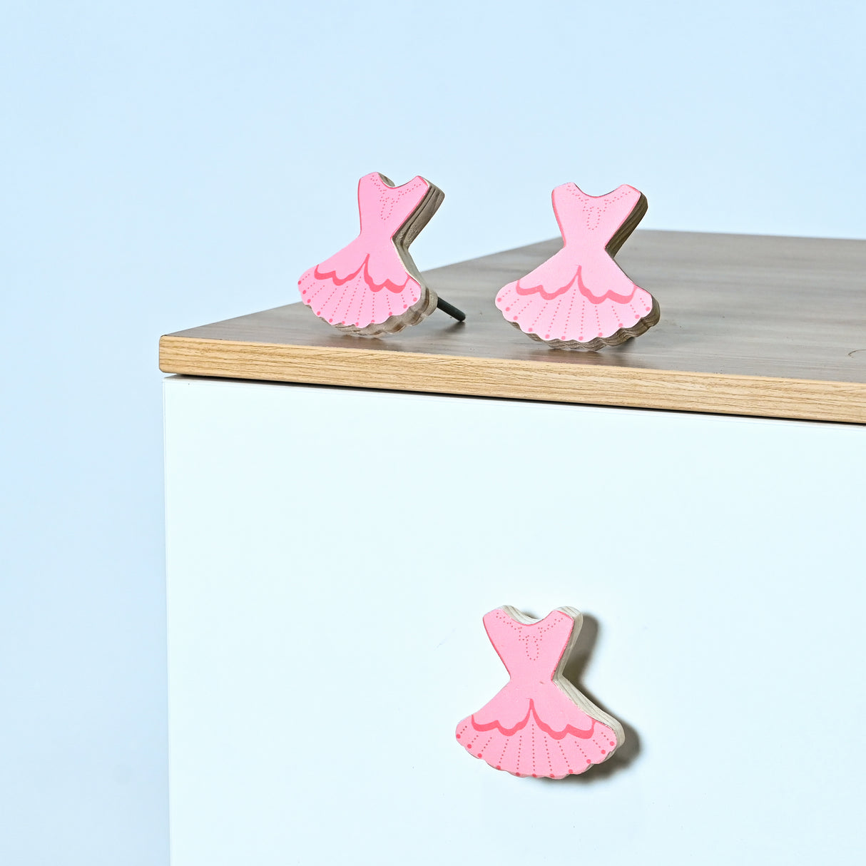 Pink Dress Wooden / Drawer Knob– Handcrafted Kids Room Hardware | Pinch of Pretty