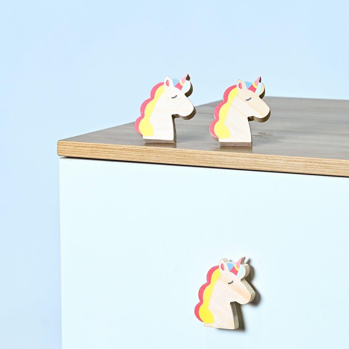 Rainbow Unicorn Wooden / Drawer Knob– Handcrafted Kids Room Hardware | Pinch of Pretty